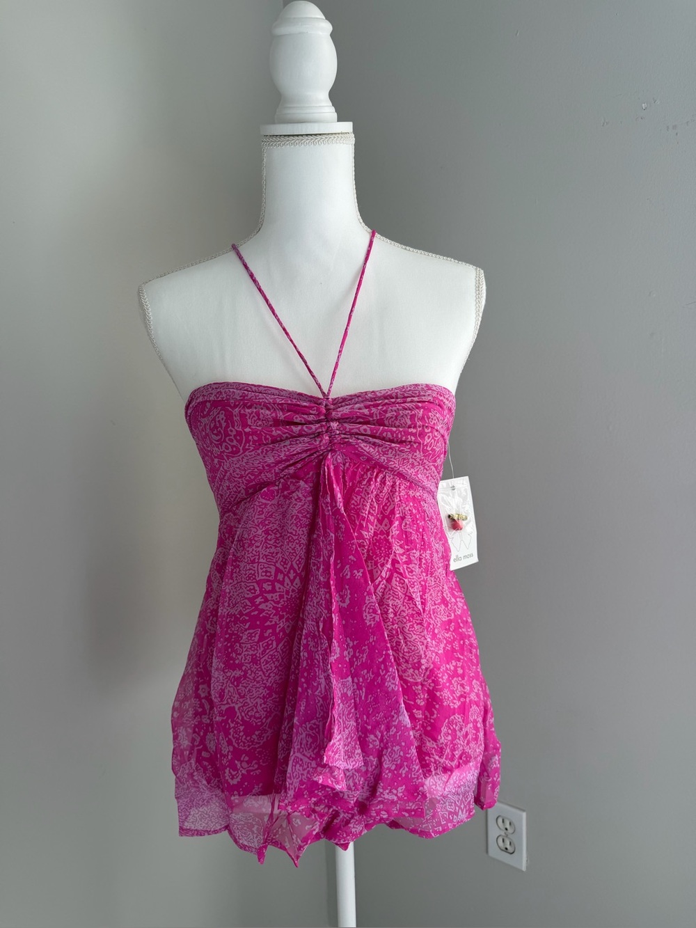 Ella Moss Pink Paisley Halter Babydoll Camisole